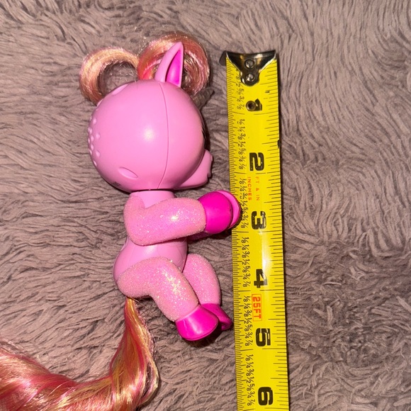 Pink Unicorn Toy with Glitter Fingerling kids pretend finger pet hair and tail - Picture 5 of 6